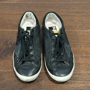 Golden Goose Women’s Black Leather & Canvas Low Top Mid Star Sneakers Size 37/7